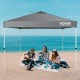 Comprar Carpa Gazebo Emergente 304,8x304,8 cm Toldo para Cenador Tela Recubierta de Plata PU 250D Marco de Acero al Carbono con Bolsa con Ruedas 4 Sacos de Arena para Exterior, Jardín, Camping, Gris