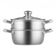 Comprar Olla Vaporera de Acero Inoxidable 22 cm con Olla de 2,8 L y Cesta de Vapor Vaporera para Alimentos con Tapa de Vidrio 1 Nivel con 1 Par de Guantes Aislantes para Cocinar al Vapor en Cocina