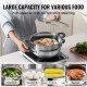 Comprar Olla Vaporera de Acero Inoxidable 28 cm con Olla de 2,8 L y Cesta de Vapor Vaporera para Alimentos con Tapa de Vidrio 1 Nivel con 1 Par de Guantes Aislantes para Cocinar al Vapor en Cocina