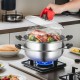 Buy 28cm Stainless Steel Steamer Pot with 2.8L Pot and Steamer Basket Food Steamer with Glass Lid 1 Tier with 1 Pair of Insulated Gloves for Steaming in Kitchen