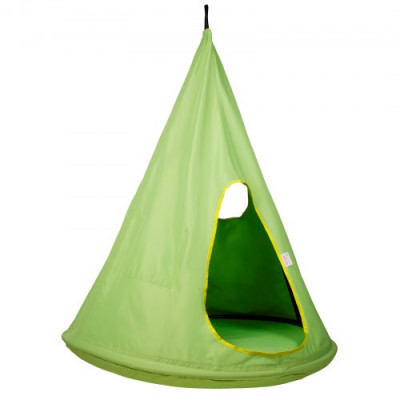 VEVOR Hamaca Nido para Niños 100x132 cm Columpio Colgante Interior Exterior Capacidad de Carga 113 kg con Cuerda Ajustable Instalación Sencilla para Salón, Dormitorio, Césped, Jardín, Madera, Verde