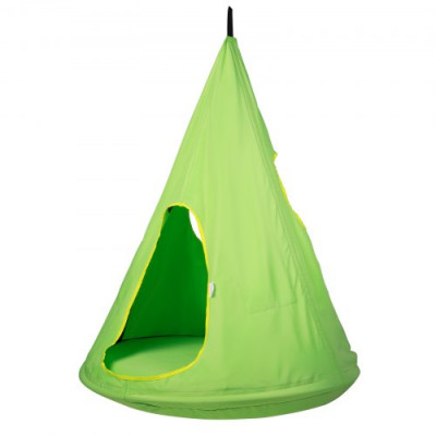 VEVOR Hamaca Nido para Niños 100x132 cm Columpio Colgante Interior Exterior Capacidad de Carga 113 kg con Cuerda Ajustable Instalación Sencilla para Salón, Dormitorio, Césped, Jardín, Madera, Verde