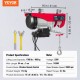 Buy Electric Cable Hoist 800kg Capacity 1450W Hoist with Wireless Remote Control 10m/min Lifting Height 12m Single Cable Pure Copper Motor for Garages Warehouses Plants