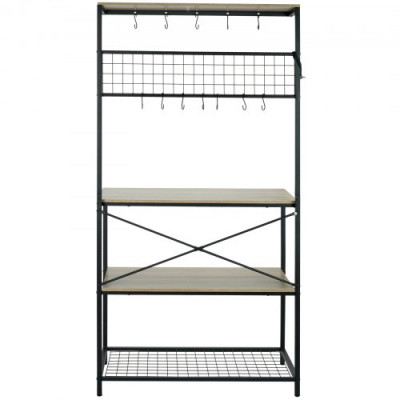 VEVOR Estante para Panaderos de 4 Niveles Estante de Almacenamiento de Servicios 84x40x170cm Estantería de Cocina Industrial con 10 Ganchos Capacidad de 105kg Estante con Soporte para Horno Microondas