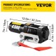 Buy Electric Winch, 2041kg/4500lb 2.5kW Car Winch with Wireless Remote Control, 13m Synthetic Rope Electric Winch Lifter Winch for Vehicle Rescue