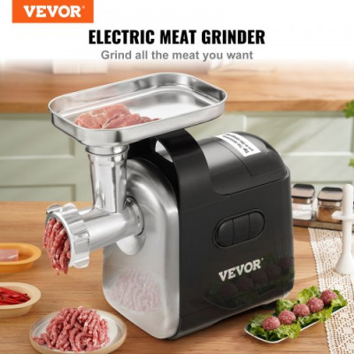 VEVOR Picadora de Carne 550W Picadora Eléctrica Multifunción 3kg/min con 2 Cuchillas 2 Placas de Picado Empujador de Salchichas de Acero Inoxidable ABS para Picar Rápidamente Carne Cebolla Ajo Hierbas