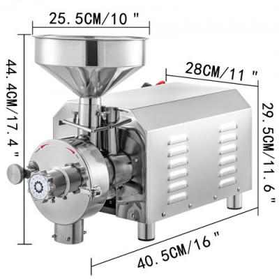 Molino Maíz Eléctrico Rectificadora Comercial para Grano 2,2 kW Molinillo de Grano Eléctrico Rectificadora de Polvo Máquina de Polvo de Acero