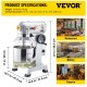 Koop Voedselmixer 15Qt Mixer Kneder 500W Keukenrobot Mixer Kneder 58 kg Snelheden Keukenrobot Multifunctionele automatische kneder Keukenrobot Kneder