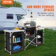 Buy Camping Kitchen Cabinet 174x176x46 cm Portable Folding Camping Cabinet Aluminum Frame Adjustable Height Camping Cooking Table with Carry Bag for BBQ, Black