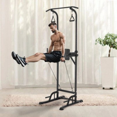 VEVOR Silla Romana, Barra de Dominadas de Pie Ajustable en Altura de 10 Niveles 200 Kg Equipo de Entrenamiento de Fuerza Multifunción con Respaldo Ajustable y Coderas, Estación de Inmersiones Fitness