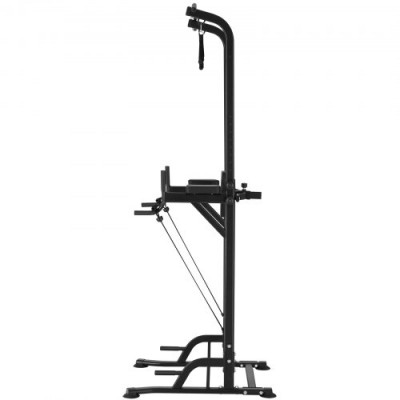 VEVOR Silla Romana, Barra de Dominadas de Pie Ajustable en Altura de 10 Niveles 200 Kg Equipo de Entrenamiento de Fuerza Multifunción con Respaldo Ajustable y Coderas, Estación de Inmersiones Fitness