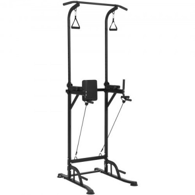 VEVOR Silla Romana, Barra de Dominadas de Pie Ajustable en Altura de 10 Niveles 200 Kg Equipo de Entrenamiento de Fuerza Multifunción con Respaldo Ajustable y Coderas, Estación de Inmersiones Fitness