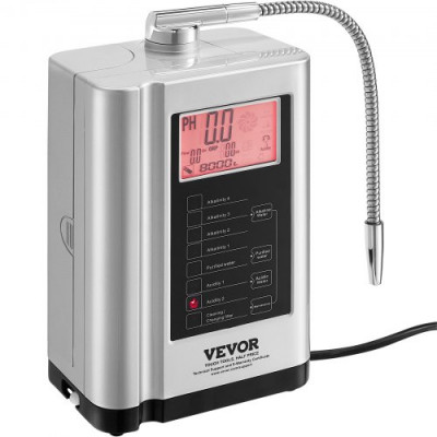 VEVOR Ionizador de Agua PH 3.5-10.5 Purificador de Agua de Ácido Alcalino ORP +500 a -650 mV Electrodo Electrolizador 5 Placas 7 Configuraciones de Agua 8000 L Sistema de Filtración Autolimpiante