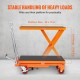 Comprar Carro Hidráulico de Mesa Elevadora Capacidad de Carga de 230 kg Elevador Manual de Tijera Simple Altura de Elevación de 720 mm 4 Ruedas Cojín Antideslizante para Manipulación Transporte, Naranja