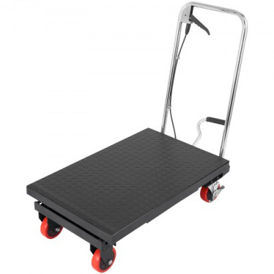 VEVOR Carro Hidráulico de Mesa Elevadora Capacidad de Carga de 230 kg Elevador Manual de Tijera Simple Altura de Elevación de 720 mm 4 Ruedas Cojín Antideslizante para Manipulación Transporte, Negro