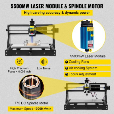 VEVOR Cnc 3018 Pro Cnc 3018 5500mw Máquina CNC Grabador Láser Máquina de Grabado Láser para Cuero de Madera de Plástico