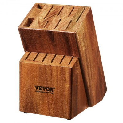 VEVOR Bloque de Cuchillos Universal vacío, 15 Ranuras, Estante para Cuchillos de Madera de Acacia, Soporte para Cuchillos para Almacenamiento Fácil de Varios Cuchillos, Restaurante sin Cuchillos