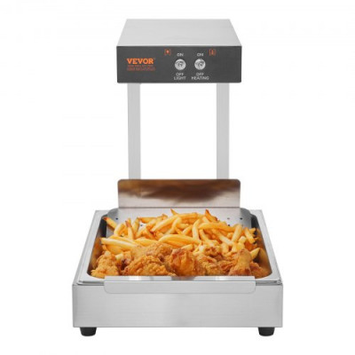 VEVOR Calentador de Bandeja de Patatas Fritas de Acero Inoxidable 20 L Lámpara de Calentador de Alimentos con Tira Comercial 750 W Estación Dispensadora de Luz de Calor Eléctrica 40-50 °C para Buffet