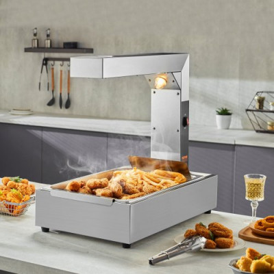 VEVOR Calentador de Alimentos para Papas Fritas Puente Térmico Sartén para Fritas de Acero Inoxidable 750W