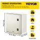 Caja eléctrica de fibra de vidrio VEVOR, montaje en pared de 15,7x15,7x7,9