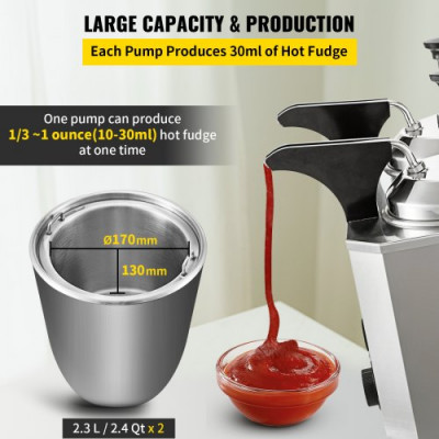 VEVOR Calentador de Chocolate o Queso Eléctrico de Acero Inoxidable con Dos Bombas Calentador de Chocolate o Queso Eléctricode Calentador Bomba Dispensadora