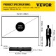 Comprar Tela do projetor 381 cm Tela do projetor com suporte 347 x 202 cm HD 16:9 Tela de projeção móvel 160 graus Tecido Oxford Tela de cinema em casa 282,7 cm para pátios de home office