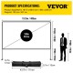 Comprar Tela do projetor, 187,2 cm Tela do projetor com suporte 400 x 225 cm HD 16:9 Tela de projeção móvel 160 graus Tecido Oxford Tela de cinema em casa 180,34 cm para pátios de home office