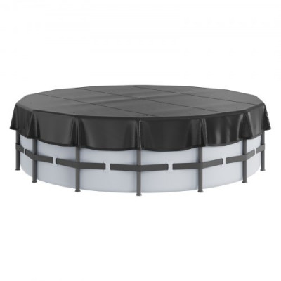 VEVOR Cubierta Redonda para Piscina 5,48m Cubierta de Seguridad para Piscina Elevada Cobertor de Seguridad de Invierno de PVC Impermeable Resistente al Sol con Cordón para Protección de Piscina, Negro