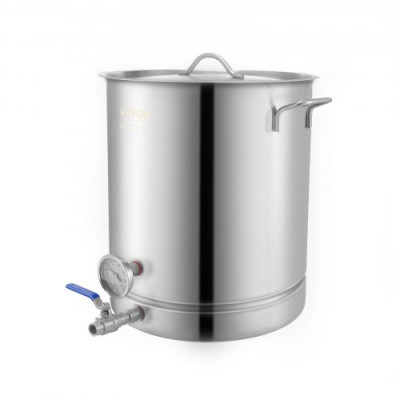 VEVOR Fermentador de Cerveza Tanque de Fermentación de Cerveza de Acero Inoxidable 60,6 L Base de Olla de 3 Capas Kit de Preparación Profesional con Termómetro Válvula de Bola Asas de Tapa Cervecería