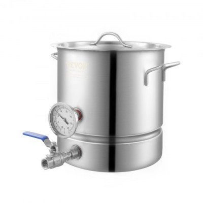 VEVOR Fermentador de Cerveza Tanque de Fermentación de Cerveza de Acero Inoxidable de 19 L Kit de Elaboración de Base de Olla de 3 Capas con Termómetro Válvula de Bola Mango de Tapa Filtración Doble