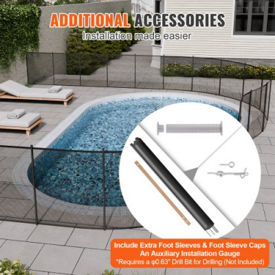 VEVOR Valla para Piscina, Barrera para Piscina Enterrada 1,21x3,66 m Valla de Seguridad Plegable Desmontable Varilla de Aluminio Tejido de Malla de PVC Teslin 340 g/m² para Protección Niños Mascotas