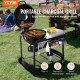 Koop 21" draagbare houtskoolgrill propaangasgrills met deksel en wagen ijzeren BBQ-grill vrijstaande roker voor buiten koken, kamperen, picknicken, terras, zwart