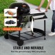 Kaufen Sie Tragbarer 21-Zoll-Holzkohlegrill, Propangasgrills mit Abdeckung und Wagen, Eisen-BBQ-Grill, freistehender Räucherofen für Kochen im Freien, Camping, Picknick, Terrasse, Schwarz