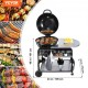 Kaufen Sie Tragbarer 21-Zoll-Holzkohlegrill, Propangasgrills mit Abdeckung und Wagen, Eisen-BBQ-Grill, freistehender Räucherofen für Kochen im Freien, Camping, Picknick, Terrasse, Schwarz