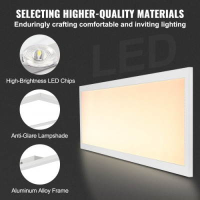 VEVOR Luz de Techo Plafón LED con Control Remoto 1000x250x45 mm Panel de Luz LED 3000 lm 30 W Regulable Temperatura de Color Ajustable 2700 K-6500 K para Hogar Oficina Escuela Comedor Tienda