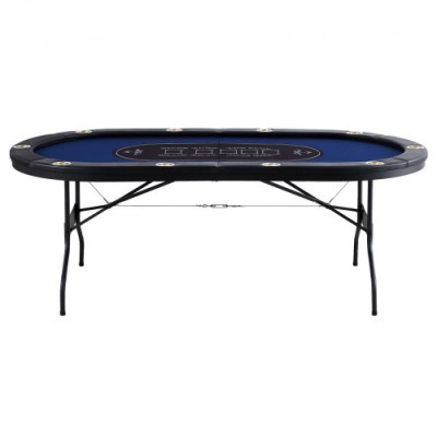 VEVOR Mesa de póquer plegable de 214 cm para 10 jugadores Mesa de casino Texas Holdem Blackjack con rieles acolchados y portavasos de acero inoxidable Mesa de juego de cartas Juego de mesa para hogar