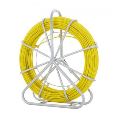 VEVOR Cinta para pescar de fibra de vidrio, 600 pies, 5/16 pulgadas, extractor de alambre para cinta de pescar, varilla para correr cables con soporte de carrete de acero, 3 cabezales de tracción