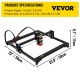 Comprar Mini gravador a laser 410 x 400 mm Máquina de gravação a laser 5,5 W compatível com Windows7/8/10/11, iOS/Android Máquina de gravação CNC para gravação em papel, madeira, couro, tecido, plástico, acrílico