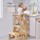 VEVOR Torre de Observación para Niños Carga de 68 kg Torre de Aprendizaje Montessori de Madera de Pino Natural con Barandilla de Seguridad para Niños Pequeños, Dormitorio, Baño, Mostrador de Cocina