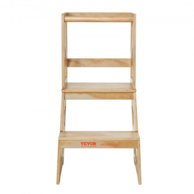 VEVOR Torre de Observación para Niños Carga de 68 kg Torre de Aprendizaje Montessori de Madera de Pino Natural con Barandilla de Seguridad para Niños Pequeños, Dormitorio, Baño, Mostrador de Cocina