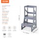 VEVOR Torre de Observación para Niños Carga 68 kg Torre de Aprendizaje Montessori de Madera de Pino Natural con Barandilla de Seguridad para Niños Pequeños, Dormitorio, Baño, Mostrador de Cocina, Gris