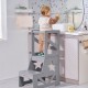 VEVOR Torre de Observación para Niños Carga 68 kg Torre de Aprendizaje Montessori de Madera de Pino Natural con Barandilla de Seguridad para Niños Pequeños, Dormitorio, Baño, Mostrador de Cocina, Gris