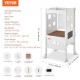 VEVOR Torre de Observación para Niños Carga de 56,75 kg Torre de Aprendizaje Montessori Plegable Madera Maciza Red de Seguridad de 3 Alturas para Niños Pequeños, Dormitorio, Baño, Mostrador, Blanco