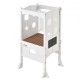 VEVOR Torre de Observación para Niños Carga de 56,75 kg Torre de Aprendizaje Montessori Plegable Madera Maciza Red de Seguridad de 3 Alturas para Niños Pequeños, Dormitorio, Baño, Mostrador, Blanco