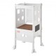 VEVOR Torre de Observación para Niños Carga de 56,75 kg Torre de Aprendizaje Montessori Plegable Madera Maciza Red de Seguridad de 3 Alturas para Niños Pequeños, Dormitorio, Baño, Mostrador, Blanco