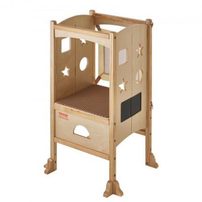 VEVOR Torre de Observación para Niños Carga de 56,75 kg Torre de Aprendizaje Montessori Plegable Madera Maciza Red de Seguridad de 3 Alturas para Niños Pequeños, Dormitorio, Baño, Mostrador de Cocina