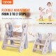 VEVOR Taburete con escalón para niños Taburete con escalón para niños pequeños Plegable Ajustable de 3 a 2 escalones Gris