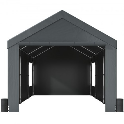 VEVOR Toldo para Cochera, Tienda de Garaje 3x6 m, Refugio Exterior con Paredes Laterales Desmontables, Ventanas, Puertas Enrollables Ventiladas, Impermeable para Coche, Camión, Barco, Gris Oscuro