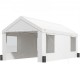 VEVOR Toldo para Cochera, Carpa de Garaje 3x6 m Refugio Exterior con Paredes Laterales Desmontables, Ventanas, Puertas Enrollables Ventiladas, Lona Impermeable para Coche, Camión, Barco, Blanco