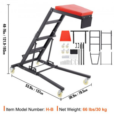 VEVOR Automotive Topside Creeper 400LBS Altura ajustable móvil con 4 ruedas